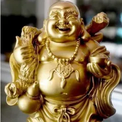 Tượng ngài Di Lặc Bồ Tát vác bao nâng thỏi vàng cao 13cm cực đẹp