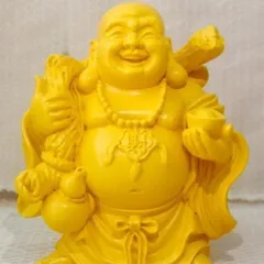 Tượng ngài Di Lặc Bồ Tát vác bao nâng thỏi vàng cao 13cm cực đẹp