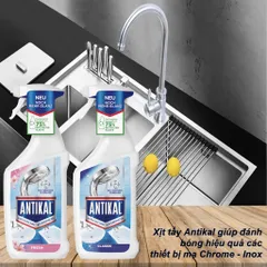 Bình xịt Antikal tẩy cặn canxi trên inox, vách kính nhà tắm,vệ sinh nhà tắm (nhập khẩu đức)