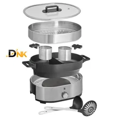 Nồi Lẩu & Hấp 2 Trong 1 WMF Lono Hot Pot Steam Đức – Cromargan®, Lẩu 2 Ngăn, Công Suất 1750W