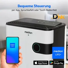 Máy hút ẩm Medion MD12044 24L chính hãng Đức – Điều khiển qua App, Bình 5L, Siêu êm 43dB