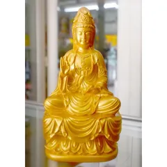 Tượng ngài quan thế âm Bồ tát ngồi cao 18cm composite 840437