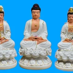 MÀU TRẮNG, Tôn tượng Tây Phương Tam Thánh 30cm cực đẹp 3 tượng 840485