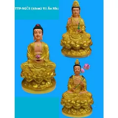 Bộ Ta Bà Tam Thánh, Tam Thế Phật cao 45cm chất liệu poly hàng đẹp 840487