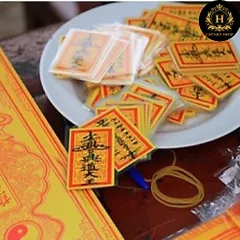 100 thẻ ấn vàng bình an, may mắn - ấn nhà trần ép plastic bền đẹp