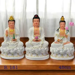 Bộ Tôn Tượng Tam Thánh Ngồi 45cm Gồm A Di Đà, Quan Thế Âm, Đại Thế Chí Composite 2 màu 840532
