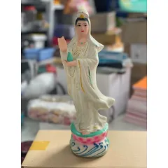 Tượng quan thế âm đứng trắng 35CM ĐẤT NUNG 840615