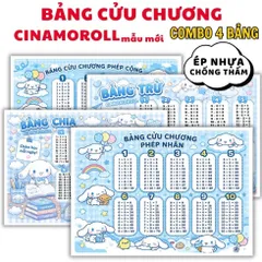BẢNG CỬU CHƯƠNG A4 ép PLASTIC cứng cáp ( COMBO 4 BẢNG : Cộng, trừ, nhân, chia)  CÓ NHIỀU CHỦ ĐỀ