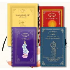 Combo 4 quyển chép kinh chữ in mờ ĐỊA TẠNG, CHÚ ĐẠI BI, DƯỢC SƯ, CẦU AN