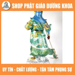 Tượng Quan Công Quan Vân Trường đứng vẽ sắc màu gốm sứ tuyệt đẹp - Cao 40cm 840691
