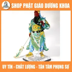 Tượng Quan Công Quan Vân Trường đứng vẽ sắc màu gốm sứ tuyệt đẹp - Cao 40cm 840691