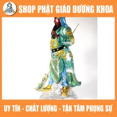 Tượng Quan Công Quan Vân Trường đứng vẽ sắc màu gốm sứ tuyệt đẹp - Cao 40cm 840691