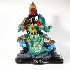 Tượng Quan Công Quan Vân Trường NGỒI vẽ sắc màu gốm sứ tuyệt đẹp - Cao 40cm 840693