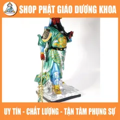 Tượng Quan Công Quan Vân Trường đứng vẽ sắc màu gốm sứ tuyệt đẹp - Cao 40cm 840691