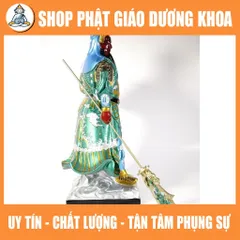 Tượng Quan Công Quan Vân Trường đứng vẽ sắc màu gốm sứ tuyệt đẹp - Cao 40cm 840691