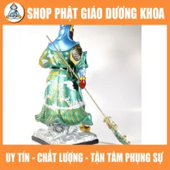 Tượng Quan Công Quan Vân Trường đứng vẽ sắc màu gốm sứ tuyệt đẹp - Cao 40cm 840691