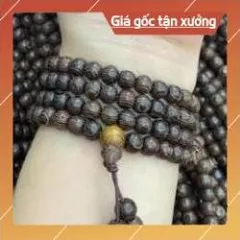 Chuỗi vòng gỗ 108 hạt  mun đen 6li và 8 li lông đuôi công đẹp, phù hợp với mọi độ tuổi 840707