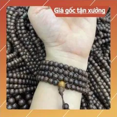 Chuỗi vòng gỗ 108 hạt  mun đen 6li và 8 li lông đuôi công đẹp, phù hợp với mọi độ tuổi 840707