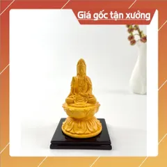 Tượng Bồ Tát đặt taplo xe oto bình an, tượng Quan Âm thờ may mắn - Vàng đất cao 12cm có hoả tốc 840816