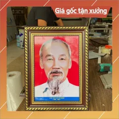 Khung tranh  ảnh Bác Hồ treo tường, để bàn, đủ kích thước đỏ và xanh có hoả tốc 840910