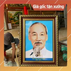 Khung tranh  ảnh Bác Hồ treo tường, để bàn, đủ kích thước đỏ và xanh có hoả tốc 840910