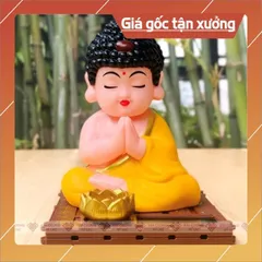 Tượng Phật A Di Đà Gật Gù Trang Trí Taplo Xe Hơi Chất Liệu Nhựa ABS Dùng Năng Lượng Mặt Trời 840963