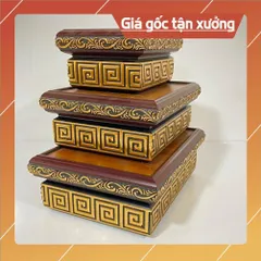 Đôn Gỗ Hình Chữ Nhật Có Hoa Văn Màu Vàng Nổi Nhiều CÓ HOẢ TỐC 840994