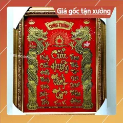 Bài vị cửu huyền thất tổ bằng kiếng chữ kim tuyến khung màu vàng có  hoả tốc 841019