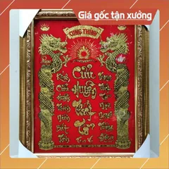 Bài vị cửu huyền thất tổ bằng kiếng chữ kim tuyến khung màu vàng có  hoả tốc 841019