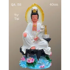 TÔN TƯỢNG QUAN ÂM TỰ TẠI CAO 40CM NGỒI THUYỀN QUÁ ĐẸP, 4 MÀU KHÁCH CHỌN