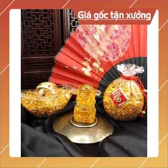 Tượng Thần Tài Đá Phong Thủy Thạch Anh Vàng - Chiêu Tài Hút Lộc Phú Quý Bình An 841142