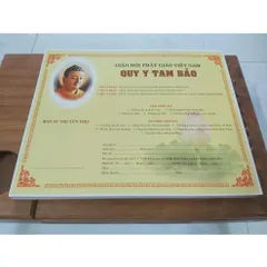 Phái Quy y Tam Bảo vàng lớn (xấp 50 tấm) - TỜ QUY Y TAM BẢO 02 841174