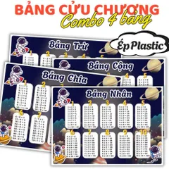 BẢNG CỬU CHƯƠNG NHIỀU CHỦ ĐỀ DỄ THƯƠNG, A4 ÉP PLASTIC (Combo 4 bảng: CỘNG, TRỪ, NHÂN, CHIA) NHIỀU MẪU