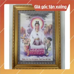 Hình thờ, Tranh treo, để bàn, Phật Bà Quan Âm, Quán Thế Âm+ gồm Khung + ép plastic 25CM X 35CM 841206
