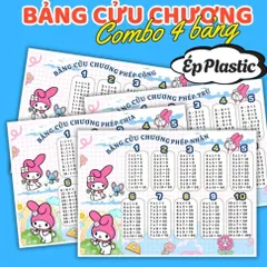 BẢNG CỬU CHƯƠNG NHIỀU CHỦ ĐỀ DỄ THƯƠNG, A4 ÉP PLASTIC (Combo 4 bảng: CỘNG, TRỪ, NHÂN, CHIA) NHIỀU MẪU