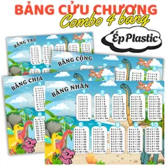 BẢNG CỬU CHƯƠNG NHIỀU CHỦ ĐỀ DỄ THƯƠNG, A4 ÉP PLASTIC (Combo 4 bảng: CỘNG, TRỪ, NHÂN, CHIA) NHIỀU MẪU