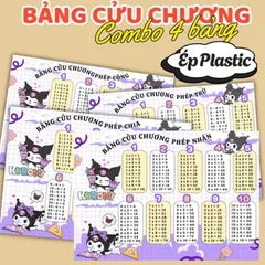 BẢNG CỬU CHƯƠNG NHIỀU CHỦ ĐỀ DỄ THƯƠNG, A4 ÉP PLASTIC (Combo 4 bảng: CỘNG, TRỪ, NHÂN, CHIA) NHIỀU MẪU