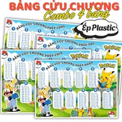 BẢNG CỬU CHƯƠNG NHIỀU CHỦ ĐỀ DỄ THƯƠNG, A4 ÉP PLASTIC (Combo 4 bảng: CỘNG, TRỪ, NHÂN, CHIA) NHIỀU MẪU