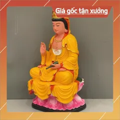 Tôn Tượng Quan Thế Âm Bồ Tát Ngồi 18cm Nhiều màu Chất liệu Composite CÓ HOẢ TỐC 841211