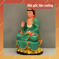 Tôn Tượng Quan Thế Âm Bồ Tát Ngồi 18cm Nhiều màu Chất liệu Composite CÓ HOẢ TỐC 841211