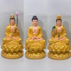 Bộ Tây Phương Tam Thánh Vàng Vẽ Ngồi 30cm Có Pháp Khí Siêu Đẹp COMPOSITE 841307