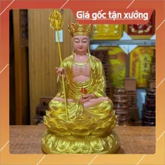 Tôn Tượng Địa Tạng Vương Bồ Tát Ngồi 30cm Nhựa Composite CÓ HOẢ TỐC 841330