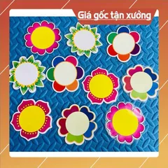 Sét combo  10 Hoa in màu ép plastic 9-10cm viết số, dấu