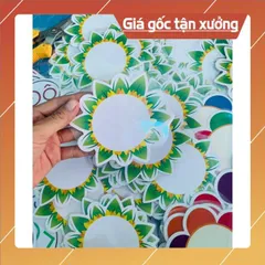 Sét combo  10 Hoa in màu ép plastic 9-10cm viết số, dấu