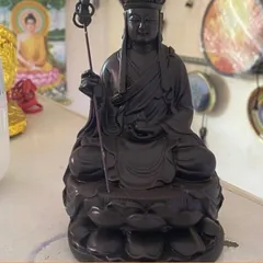 Tôn Tượng Địa Tạng Vương Bồ Tát cao 17 cm màu nâu đất tặng vòng tay 841448