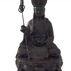 Tôn Tượng Địa Tạng Vương Bồ Tát cao 17 cm màu nâu đất tặng vòng tay 841448