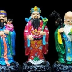 Tượng tam đa phúc lộc thọ bột đá phong thủy cao 20cm , B38-384