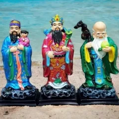 Tượng tam đa phúc lộc thọ bột đá phong thủy cao 20cm , B38-384