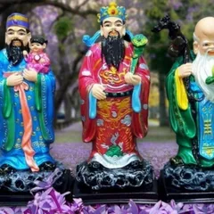 Tượng tam đa phúc lộc thọ bột đá phong thủy cao 20cm , B38-384