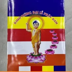 CỜ POLIME CÓ IN HÌNH PHẬT 1 BỊCH / KHOẢNG 100 TẤM CỠ 20CM X 30CM